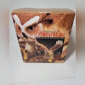 Royal Heritage The Great Horned Owl Porcelain Sculpture Vintage NIB